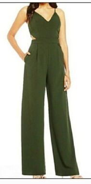 Black GB Gianni Bini Jumpsuit Womens Wide Leg Cutout V-Neck Sleeveless XS
